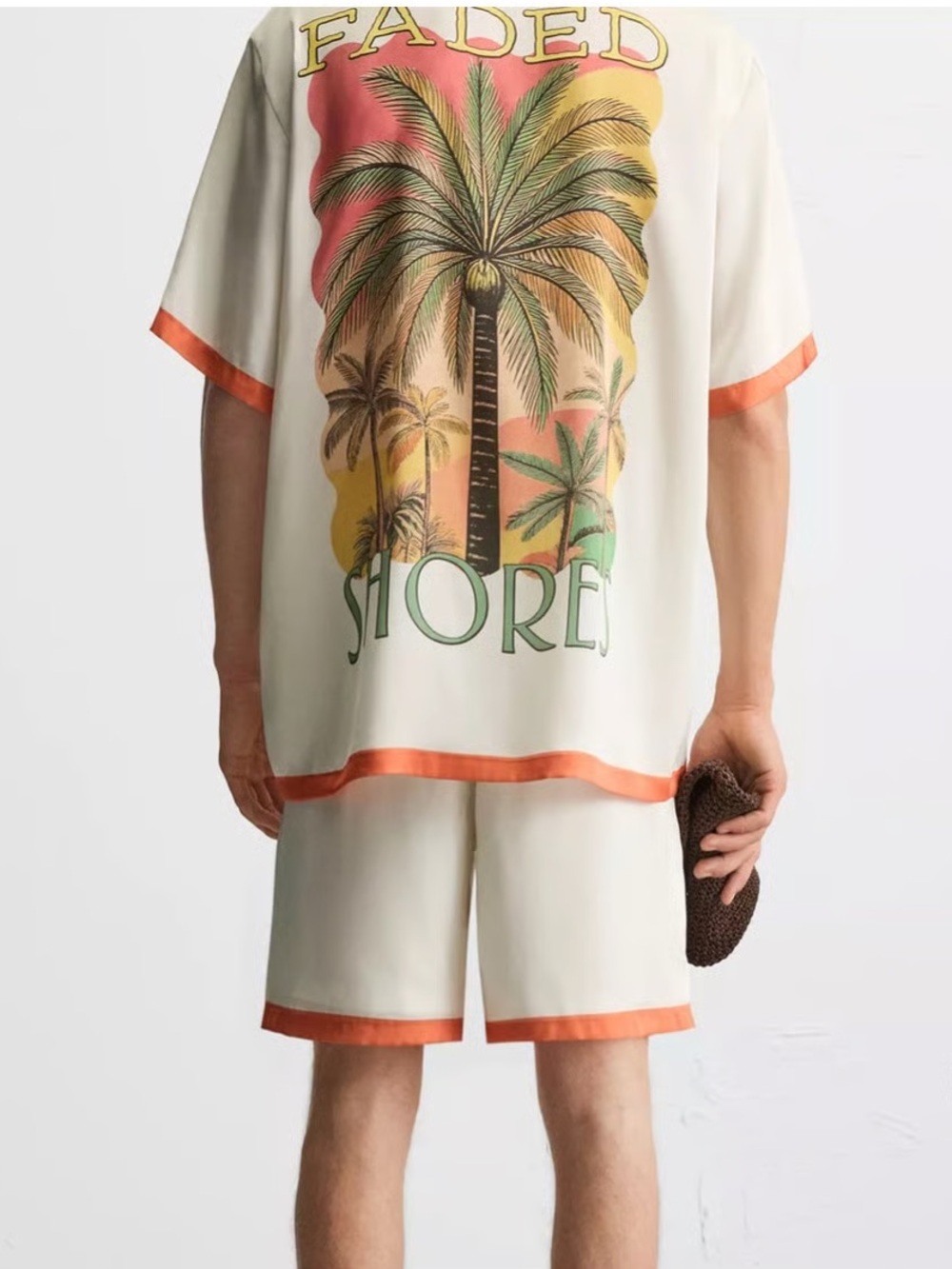 Zara cream and orange contrast satin shirt.